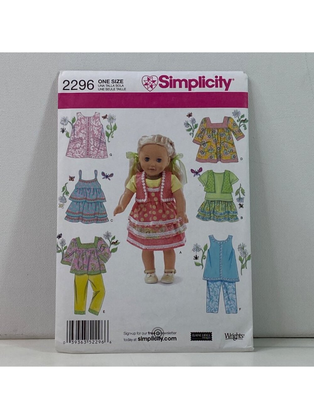 Simplicity 2296 18 Inch Doll Pattern Uncut Sundress Vest Skirt Pants Dress Cami